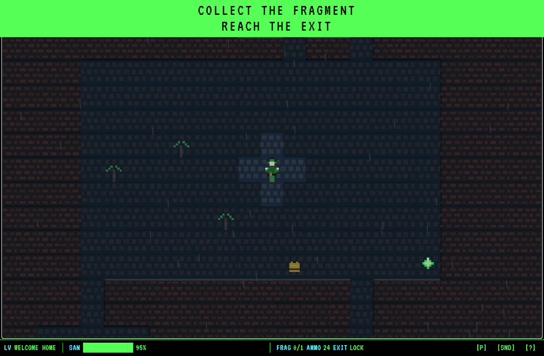 Welcome Home mission with cavern, fog of war, and sanity HUD